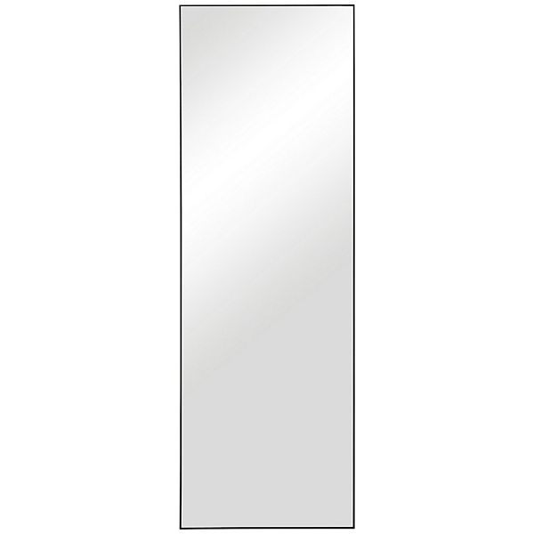 Rectangular Shape Thin Polystyrene Frame Long Mirror, Black Benzara