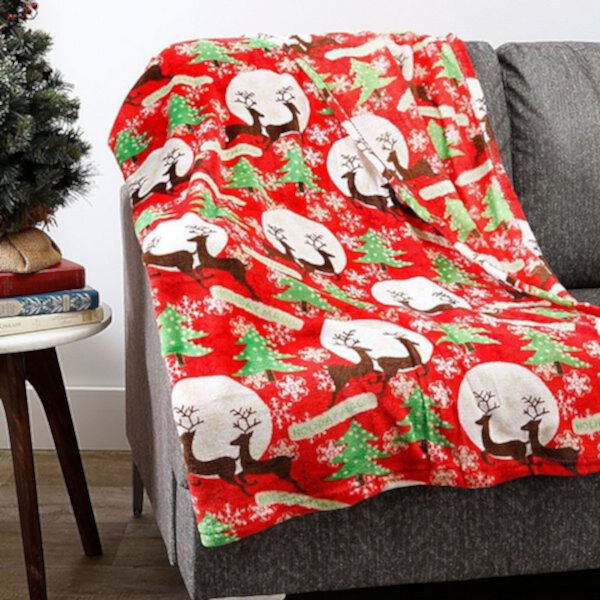 Plazatex Holiday Magic Microplush Decorative All Season 50" X 60" Throw Blanket Plazatex