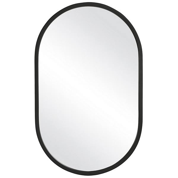 20 Inch Contemporary Style Oblong Shape Mirror, Black Benzara