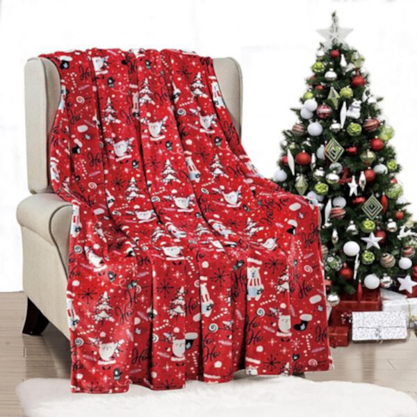 Plazatex Red Santa Microplush Decorative All Season 50" X 60" Throw Blanket Plazatex