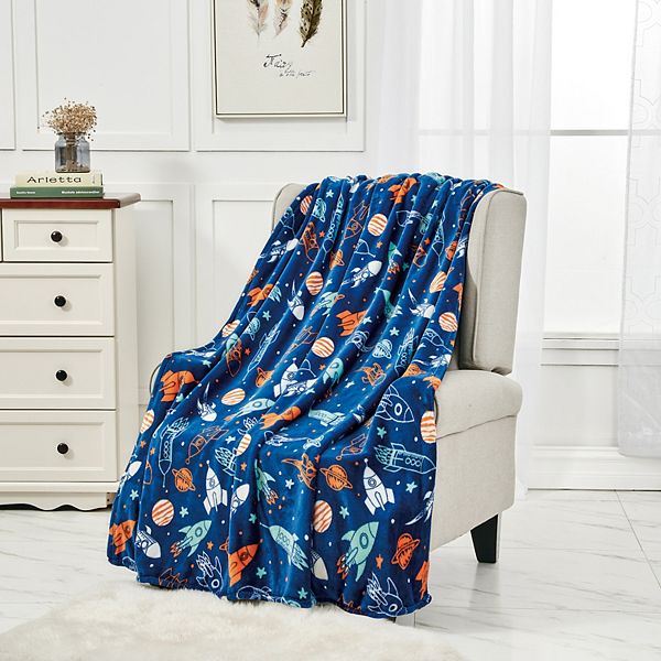 Plazatex Space Adventure Microplush Decorative All Season 50" X 60" Throw Blanket Plazatex