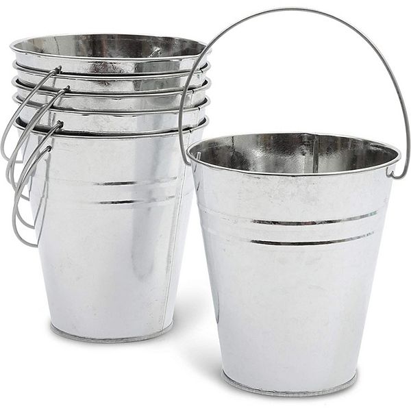 Galvanized Metal Buckets for Home Decoration (5 Inches, 6 Pack) Juvale