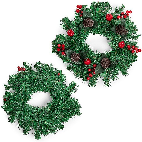 Christmas Wreath for Front Door, Indoor Outdoor Holiday Decorations (12 in) Okuna Outpost