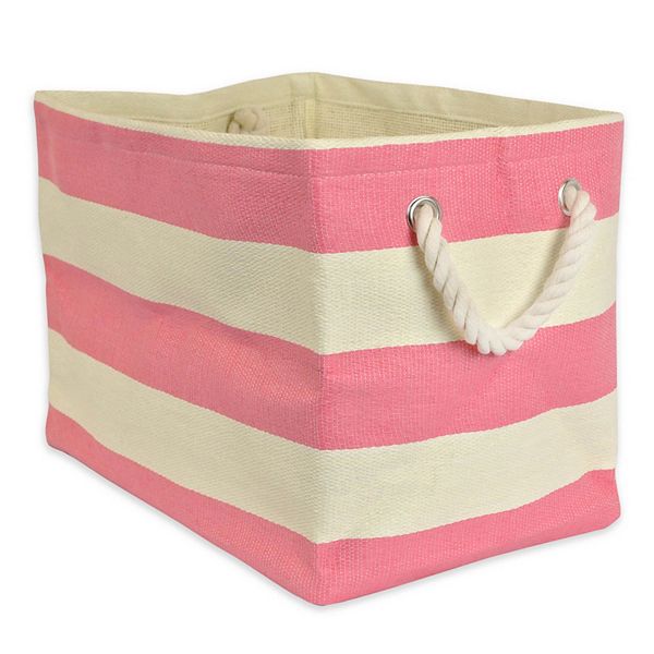 15" Pink and Beige Rectangular Paper Storage Bin Contemporary Home Living