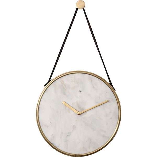 19" Gold and White Timeless Design Marble Wall Clock Signature Home Collection