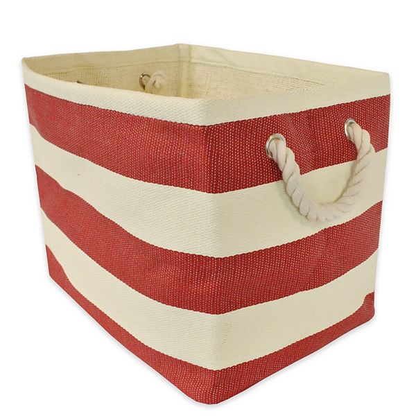 11" Red and Beige Small Rectangular Storage Bin Contemporary Home Living