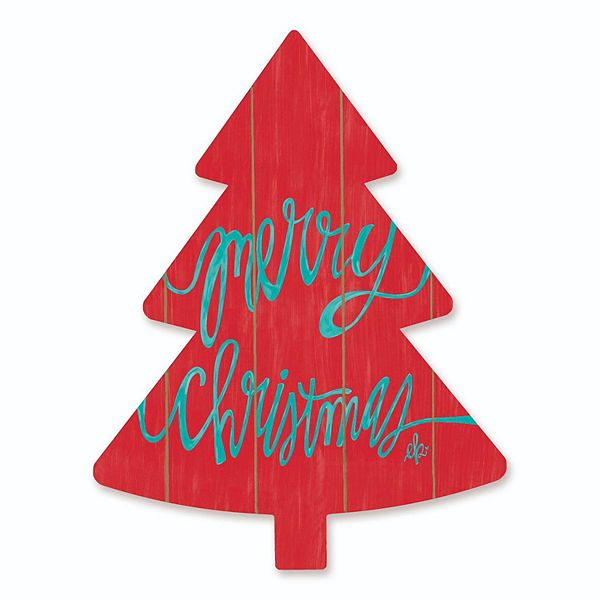 18" Green and Red "Merry Christmas" Tree Cutout Wall Decor Penny Lane Publishing