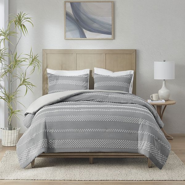 Madison Park Hendry 3-Piece Clipped Jacquard Duvet Cover Set with Shams Madison Park