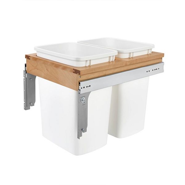 Rev-a-shelf Double Pullout Top Mount Trash Can 35 Qt., White, 4wctm-18dm2-419-fl Rev-A-Shelf