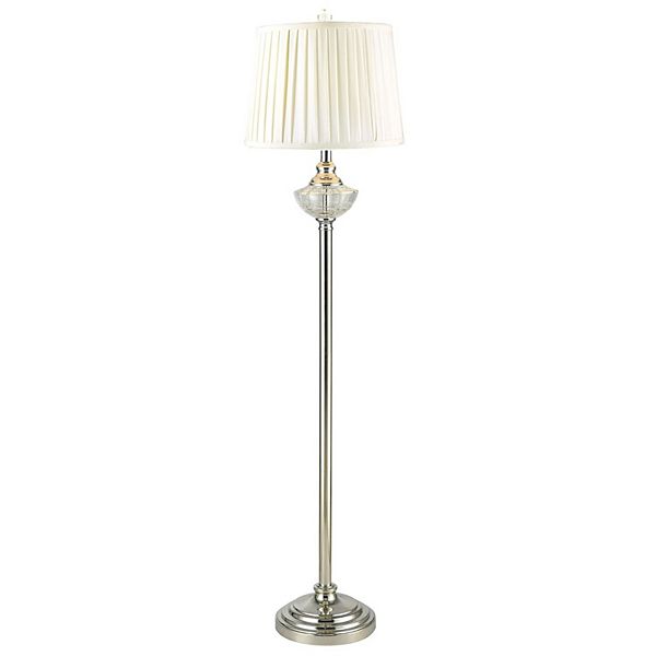 58" Ivory and Silver Contemporary Urn Leyla Crystal Floor Lamp Art Glass Designs