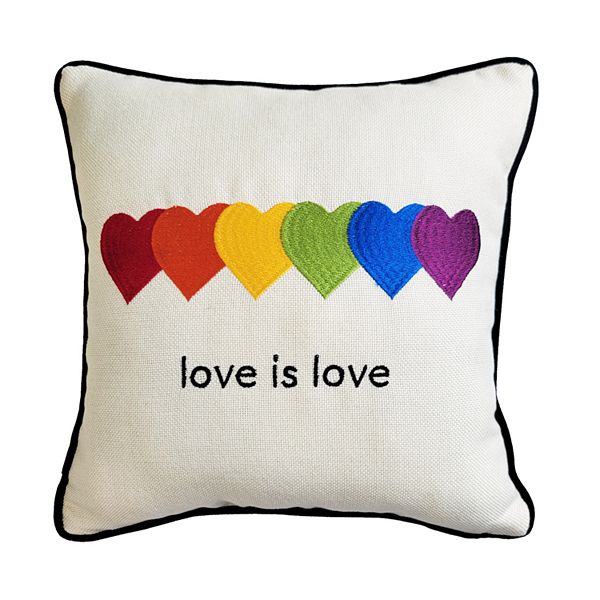 Декоративная подушка "Love is Love" с вышитыми сердцами, 30 x 30 см, многоцветная Edie at Home