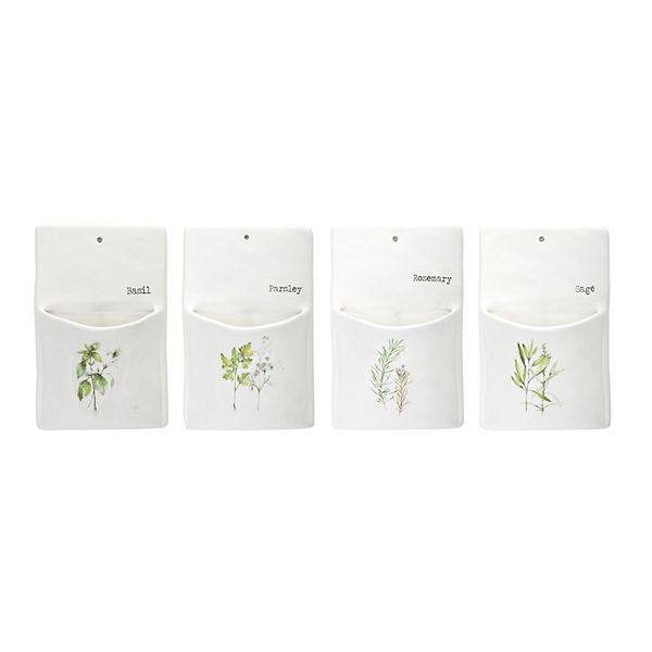 Melrose White Ceramic Herb Wall Pocket - Set of 4 Melrose