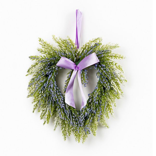 Melrose Lavender Twig Heart Wreath 2-Piece Set Melrose