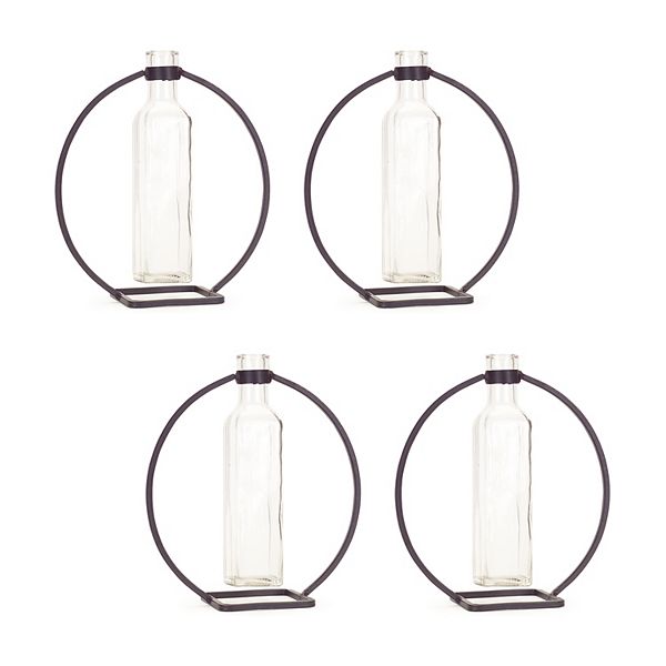 Melrose Modern Hanging Bottle Vase in Circle Stand 4-Piece Set Melrose