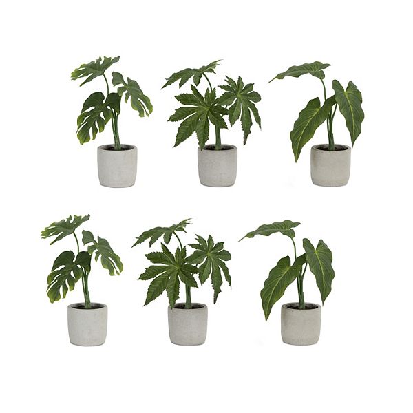 Melrose Assorted Faux Foliage Plant in Grey Pot - Set of 6 Melrose