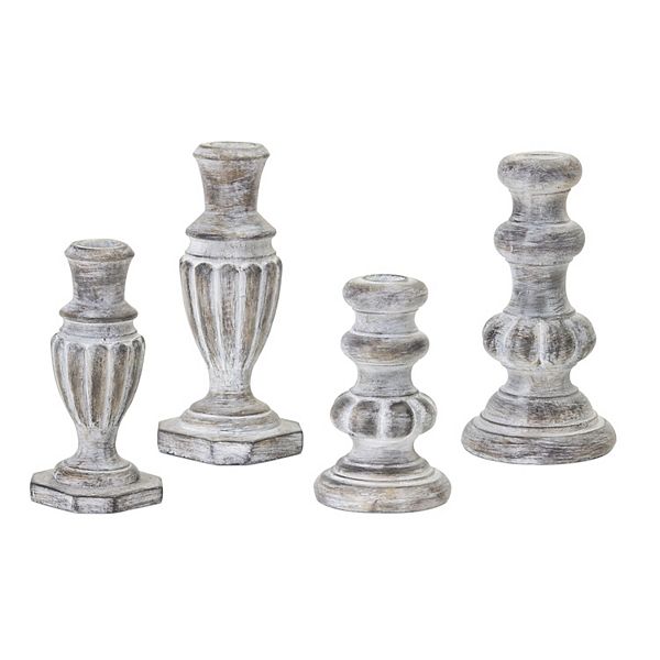 Melrose White Washed Stone Candle Holder - Set of 4 Melrose