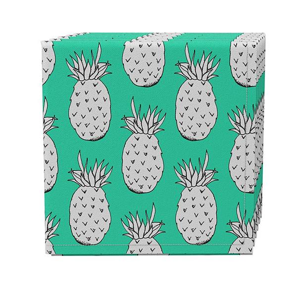 Napkin Set of 4, 100% Cotton, 20x20", Neon Pineapples Fabric Textile Products