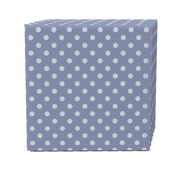 Napkin Set of 4, 100% Cotton, 20x20", Pale Blue Polka Dots Fabric Textile Products