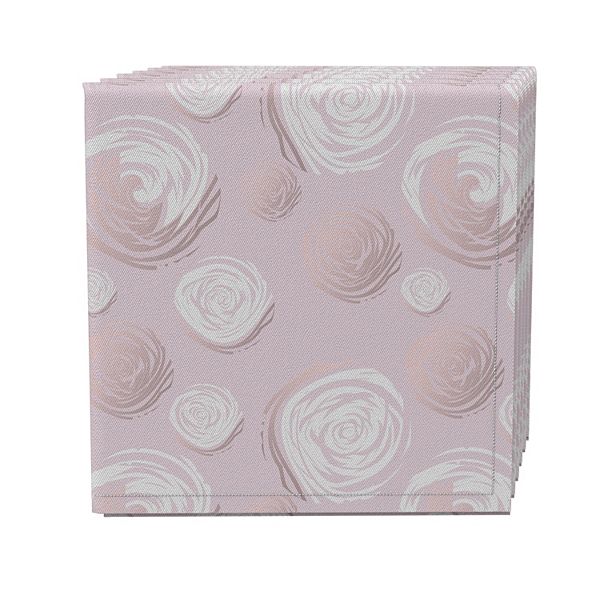 Napkin Set of 4, 100% Cotton, 20x20", Illustrated Blush Roses Fabric Textile Products