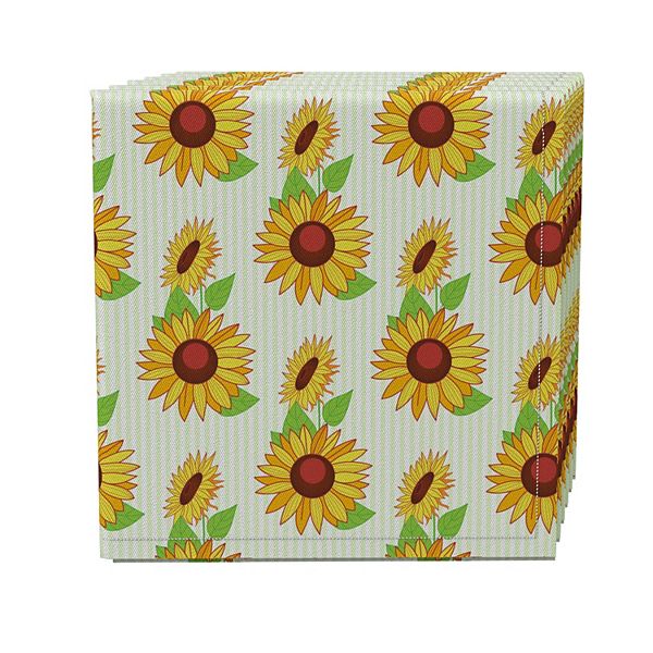 Napkin Set of 4, 100% Cotton, 20x20", Garden Sunflowers Fabric Textile Products