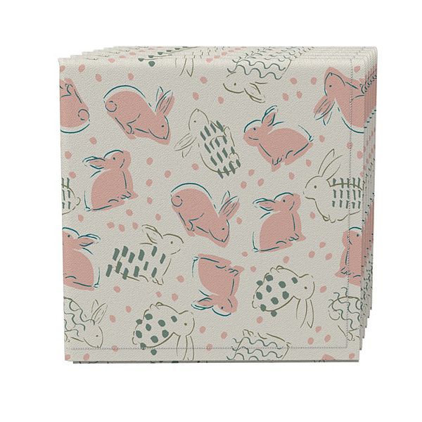 Napkin Set of 4, 100% Cotton, 20x20", Patterned Bunnies Fabric Textile Products