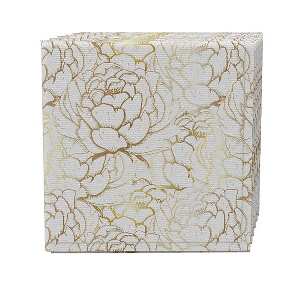 Napkin Set of 4, 100% Cotton, 20x20", Golden Peony Fabric Textile Products