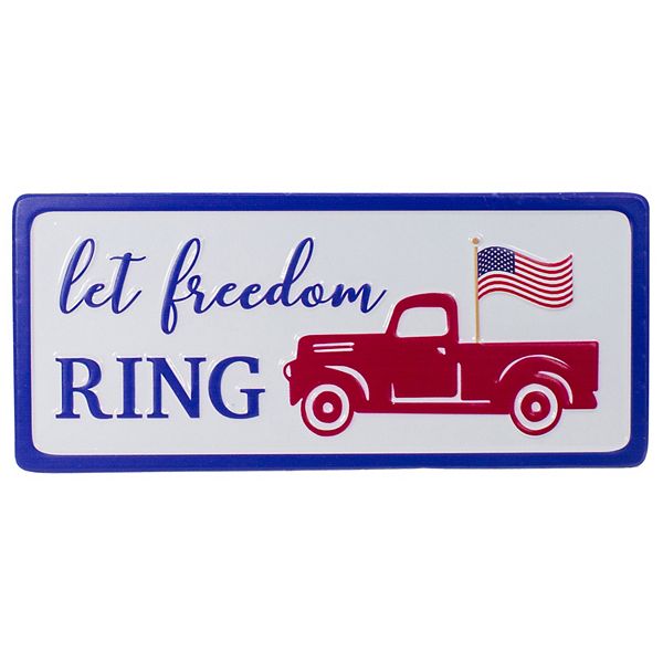 Northlight 12" Metal Patriotic "Let Freedom RING" Sign with Flag Wall Decor Northlight