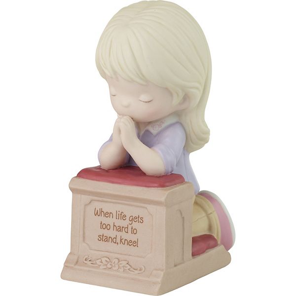 Precious Moments When Life Gets Too Hard To Stand, Kneel Blonde Hair & Light Skin Bisque Porcelain Prayer Figurine Precious Moments