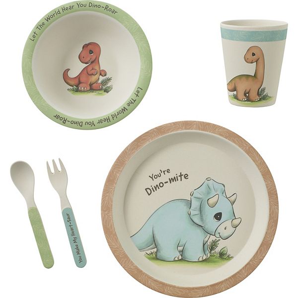 Precious Moments You're Dino-mite Bamboo 5-Piece Mealtime Gift Set Precious Moments