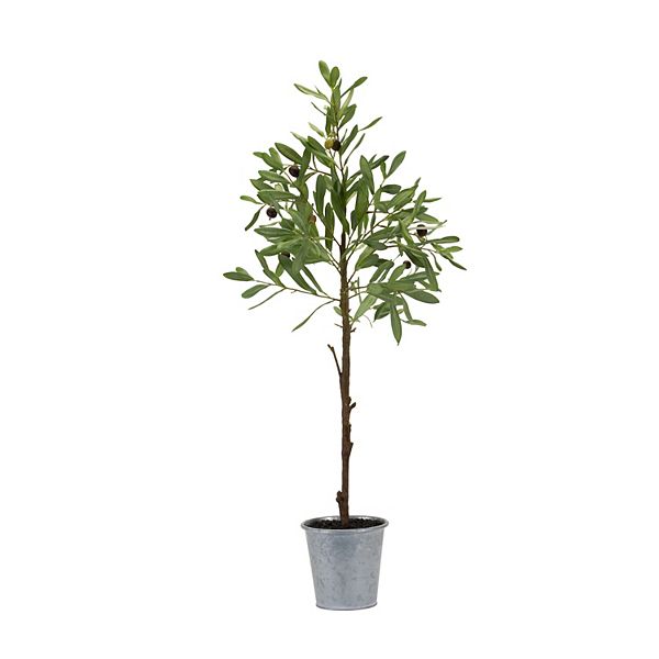 Melrose 31.5-Inch Artificial Olive Leaf Silk Tree with Tin Pot Floor Decor Melrose