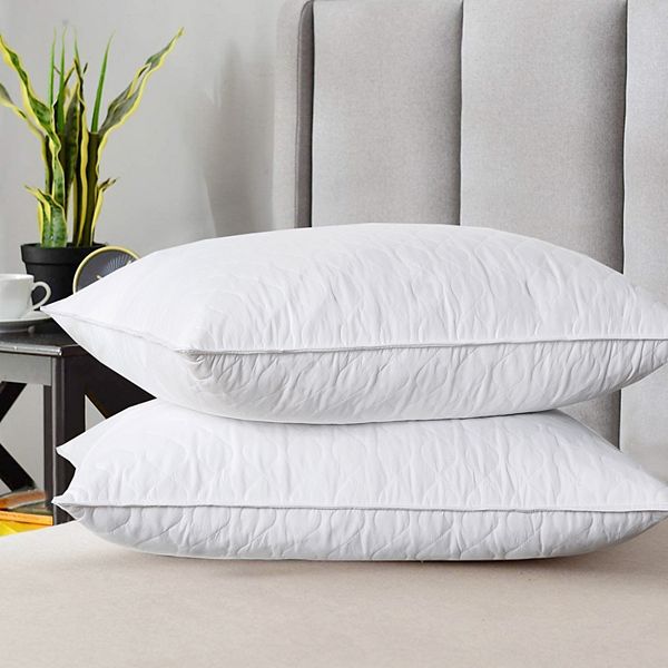 Unikome 2 Pack Quilted White Goose Down & Feather Medium Support Bed Pillows UNIKOME