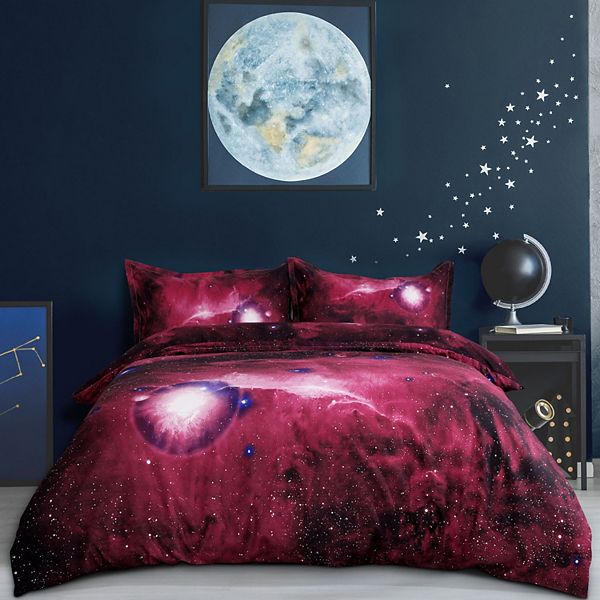 Galaxy Sky Cosmos Night Pattern 3D Printed 3pcs Bedding Duvet Cover Set Queen PiccoCasa