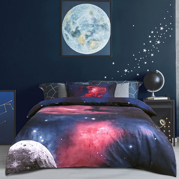 Sky Cosmos Night Pattern 3D Printed Bedding Duvet Cover Single 2 Pcs PiccoCasa