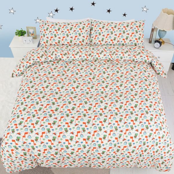 3 Piece Polyester Kids Duvet Cover Set Small Dinosaur Pattern Full PiccoCasa