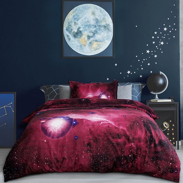 Galaxy Sky Cosmos Night Pattern 3D Printed Bedding Duvet Cover Set Single 2 Pcs PiccoCasa