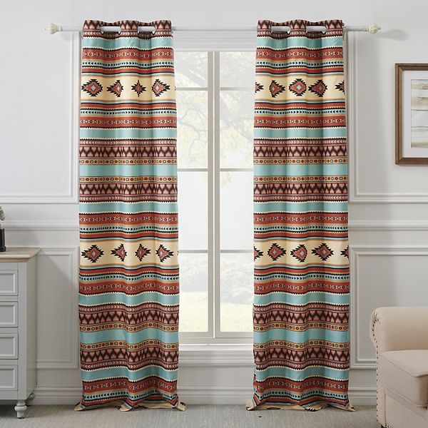 Greenland Home Red Rock Grommeted Curtain Panels (Set of 2), 84-inch Long, Clay Greenland Home Fashions