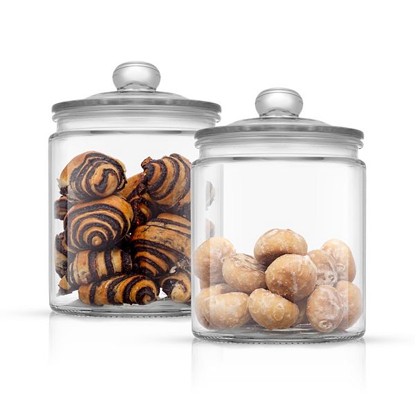 JoyJolt JoyFul 2-pc. 67-oz. Airtight Round Glass Cookie Jar Set JoyJolt