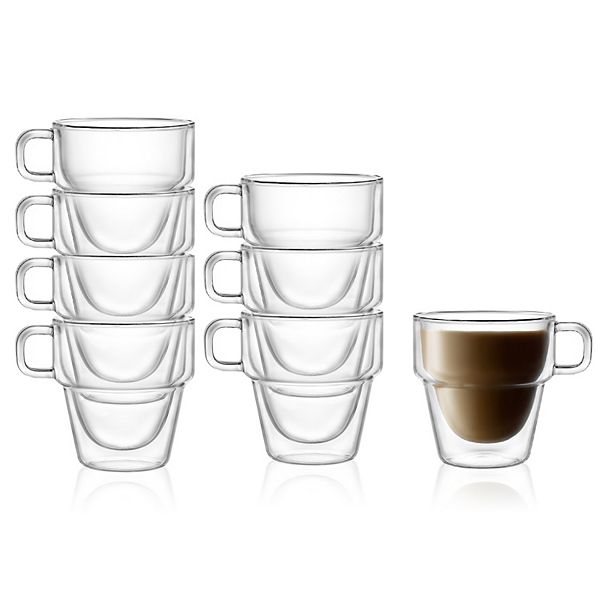 JoyJolt Stoiva 8-pc. Stackable Double-Wall Coffee Glass Set JoyJolt