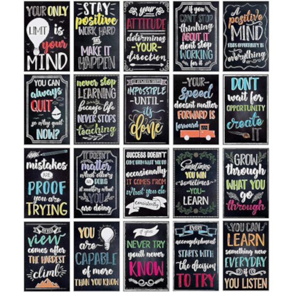 20 Pack Motivational Posters for Classroom, Growth Mindset Posters, 13x19" Juvale