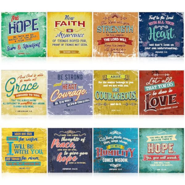 12 Pack Christian Bible Verse Posters, Motivational Religious Wall Art Print Bright Creations