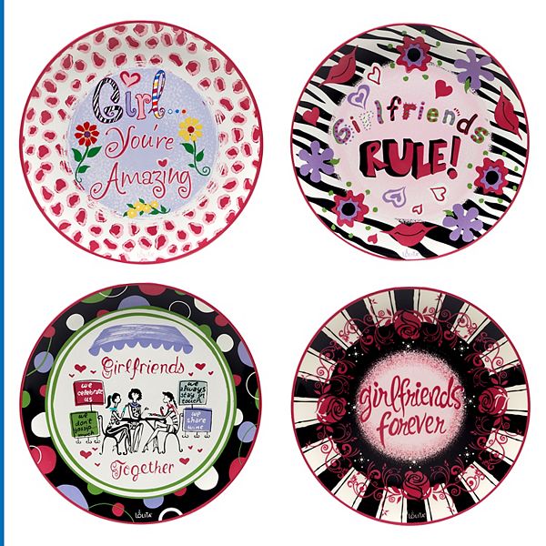 Certified International Lolita Girlfriends Together 4-pc. Dessert Plate Set Certified International