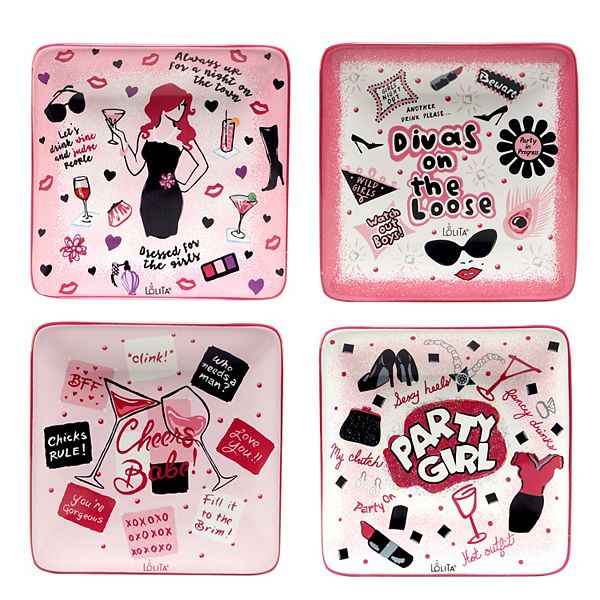 Certified International Lolita Divas on the Loose 4-pc. Canape Plate Set Certified International