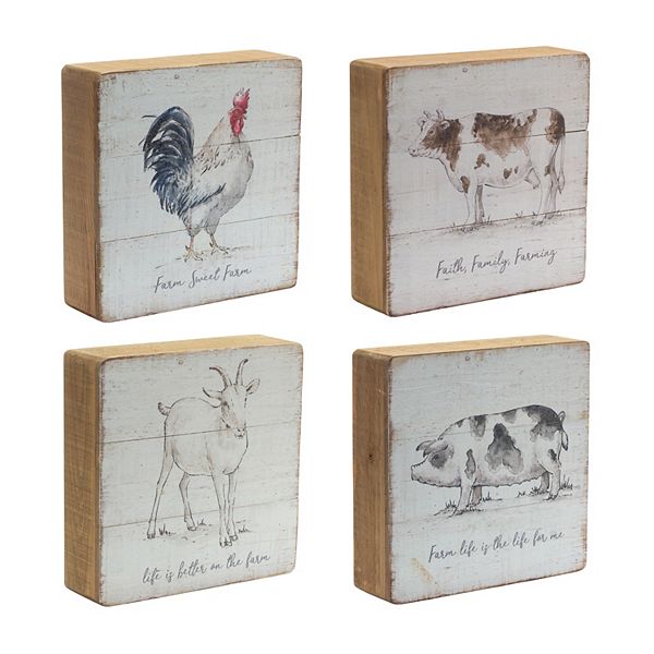 Melrose Rustic Farm Animal Wall Decor 4-piece Set Melrose