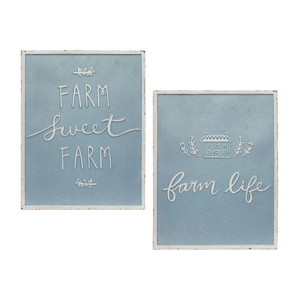 Melrose Farm Life Metal Sign Wall Decor 2-piece Set Melrose