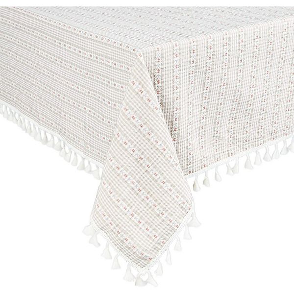 Farmlyn Creek Farmhouse Tablecloth with Tassels (Ivory, 54 x 108 in) Farmlyn Creek