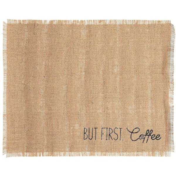 Farmlyn Creek Woven Burlap Placemats, But First, Coffee (17.7 x 13.8 in) Farmlyn Creek