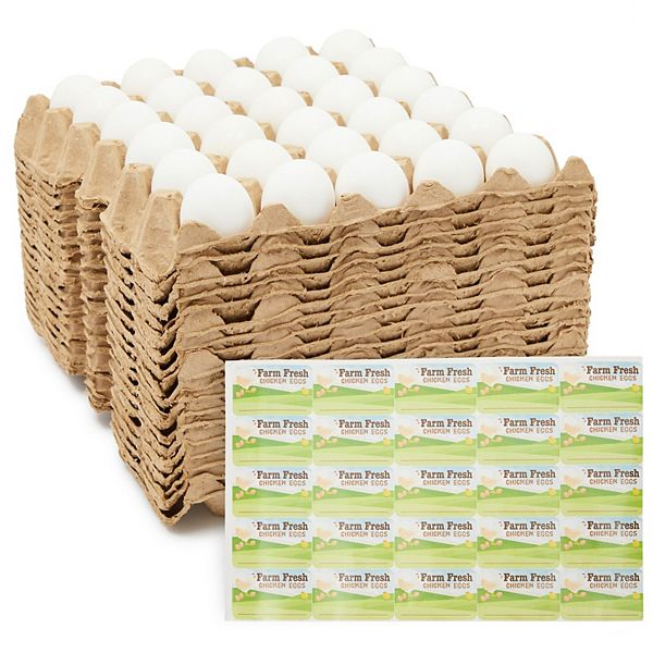 18x Egg Cartons for 30 Chicken Eggs, Reusable Brown Paper Containers with Labels Okuna Outpost