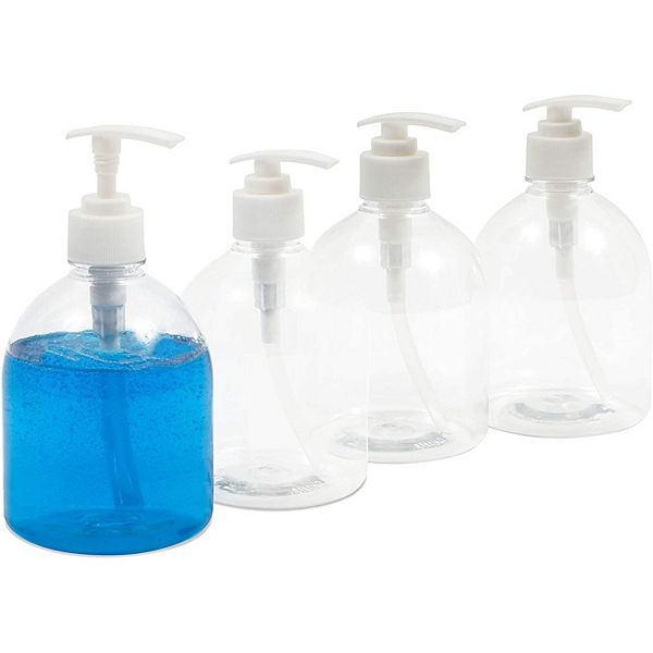 Juvale Clear Plastic Pump Bottle Dispensers (17 oz, 4 Pack) Juvale