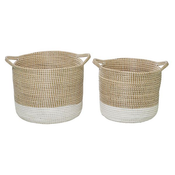 Stella & Eve Seagrass Handmade Two-Tone Storage Basket with Handles 2-Piece Set Stella & Eve