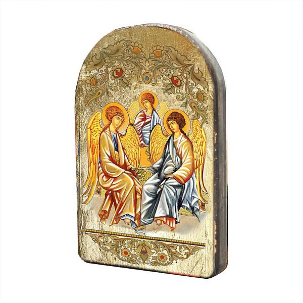 G.Debrekht Testament Trinity Wooden Gold Plated Religious Orthodox Sacred Icon Inspirational Icon Decor - 86015 G.DeBrekht